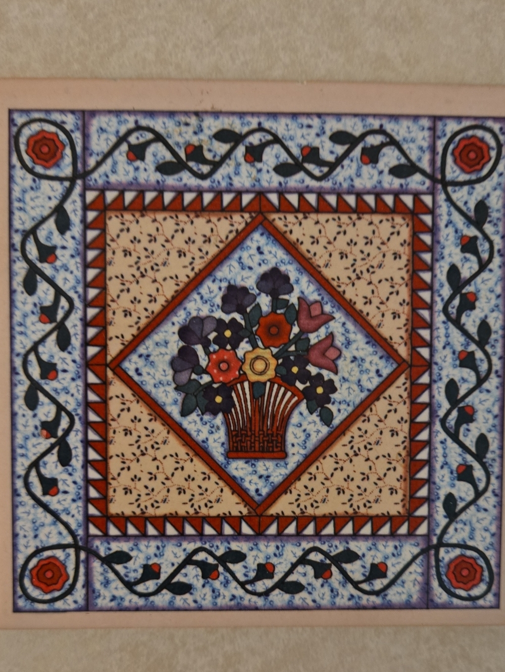 Hand-painted Floral Ceramic Tile